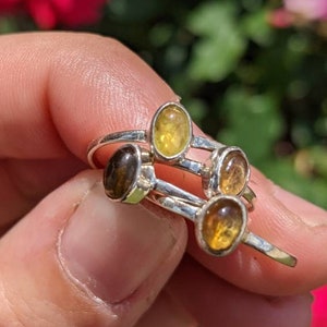 Golden Tourmaline Sterling Silver Stackable Minimalist Ring (1)