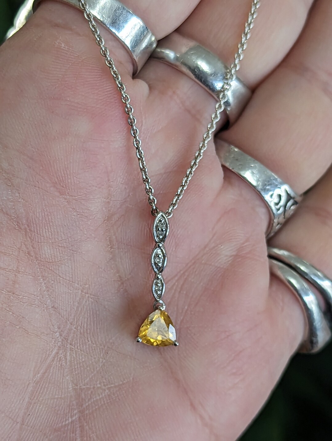 Sterling Silver Citrine Cushion Cut Pendant main image 1