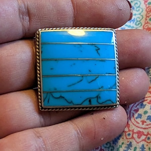 Inlay Turquoise Sterling Silver Brooch/Pin