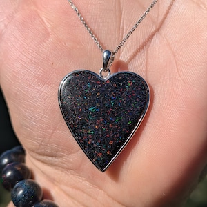Beautiful Large Andamooka Fairy Opal Sterling Silver Necklace