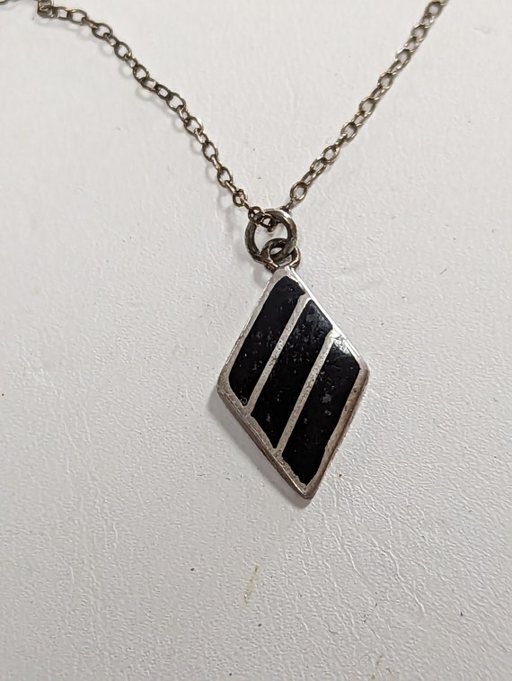 Vintage Estate Black Onyx and Sterling Silver Neck