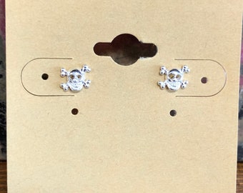 Skull and Crossbones Sterling Silver Stud Earrings