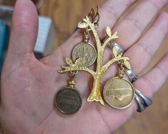 Vintage Money Tree, Gold Plated Coin Necklace - Etsy