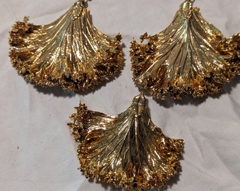 24k Gold Plated Kale Leaf Pendant and Earring set