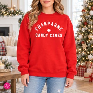 Champagne + Candy Canes Sweatshirt: Holiday Party Outfit