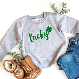 Lucky Cursive Shamrock Toddler Sweatshirt: St Patricks Day Sweater