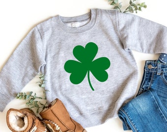 Shamrock Three Leaf Clover Kids Sweatshirt: St Patricks Day Sweater
