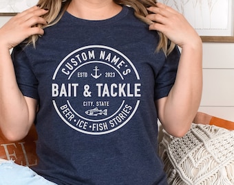 Personalized Bait & Tackle T-Shirt, Custom Lake Shirt, Boat Fishing Shirt