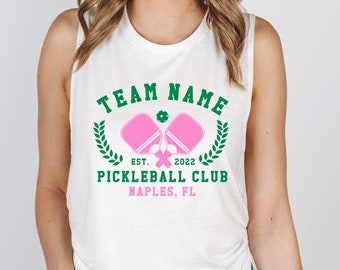 Custom Pickleball Club Tank Top: Personalized Team Name Muscle Tee