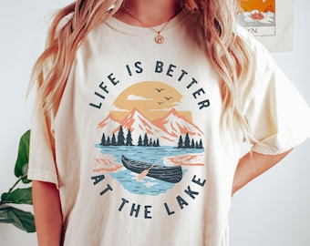 Retro Lake Graphic Comfort Colors® Shirt: Life Is Better at the Lake Weekend Tee