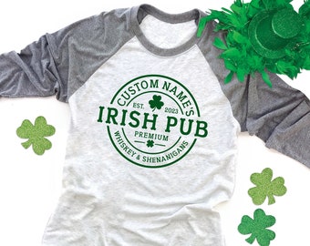 Custom Family Name Irish Pub Raglan: St. Patrick's Day Graphic Tee
