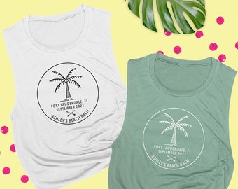 Personalized Beach Bachelorette Party Muscle Tee: Palm Tree Tank Top
