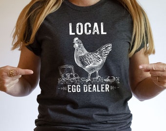 Local Egg Dealer Graphic Tee, Retro Chicken Shirt, Gift for Farmer