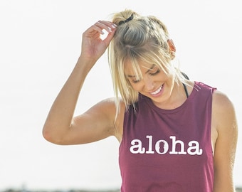 Aloha Pineapple Muscle Tank: Women&#39;s Beach Vacation Tee