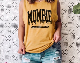 Mombie Halloween Tank Top: Funny Mom Workout Muscle Tee for Women