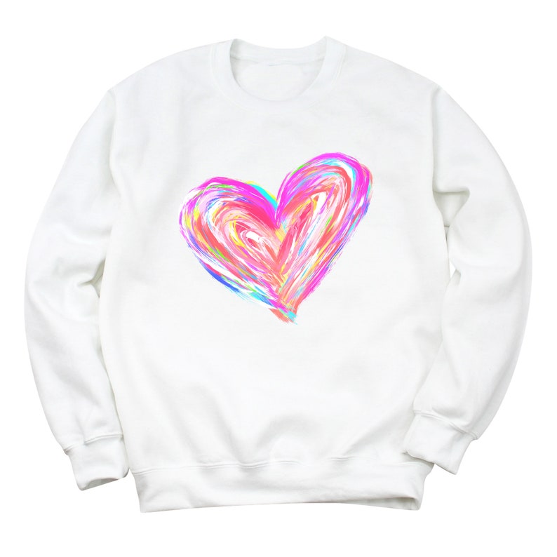 Watercolor Heart Sweatshirt Valentine Sweatshirt Cute - Etsy