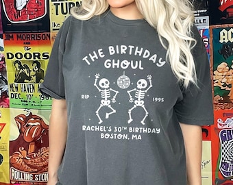 The Birthday Ghoul T-Shirt: Halloween Disco Ball Dancing Skeletons Comfort Colors® Tee