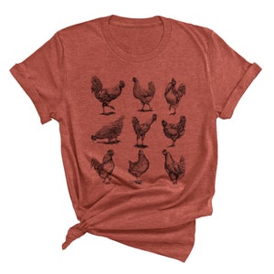 Vintage Chickens Graphic Tee, Cute Farming Shirts, Gift for Chicken Lover BLACK INK image 6
