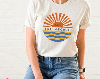 Personalized Family Reunion T-Shirt: Sunrise with Custom Lake Name Shirt