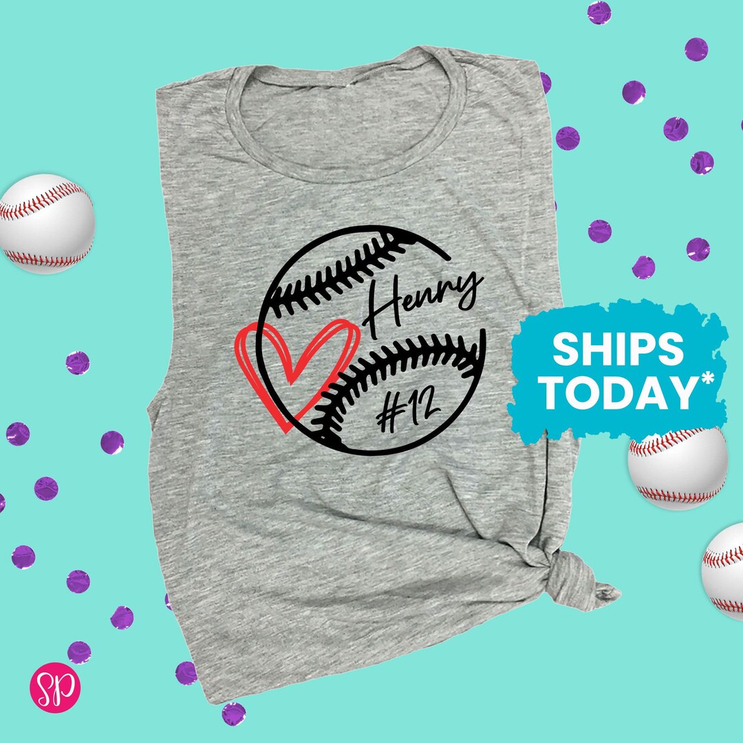 Custom Baseball Heart With Name and Number Personalized Etsy