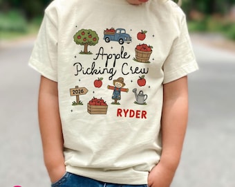 Personalized Matching Apple Picking Crew Shirt: Apple Orchard Fall Graphic Tee for Kids and Adults