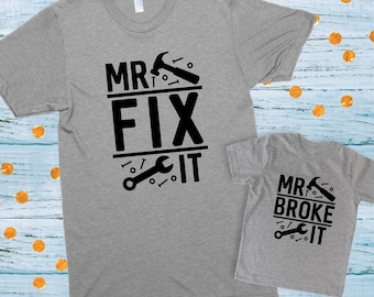 Camisetas a juego para el Día del Padre de Mr. Fix It: Camisetas divertidas de papá y yo