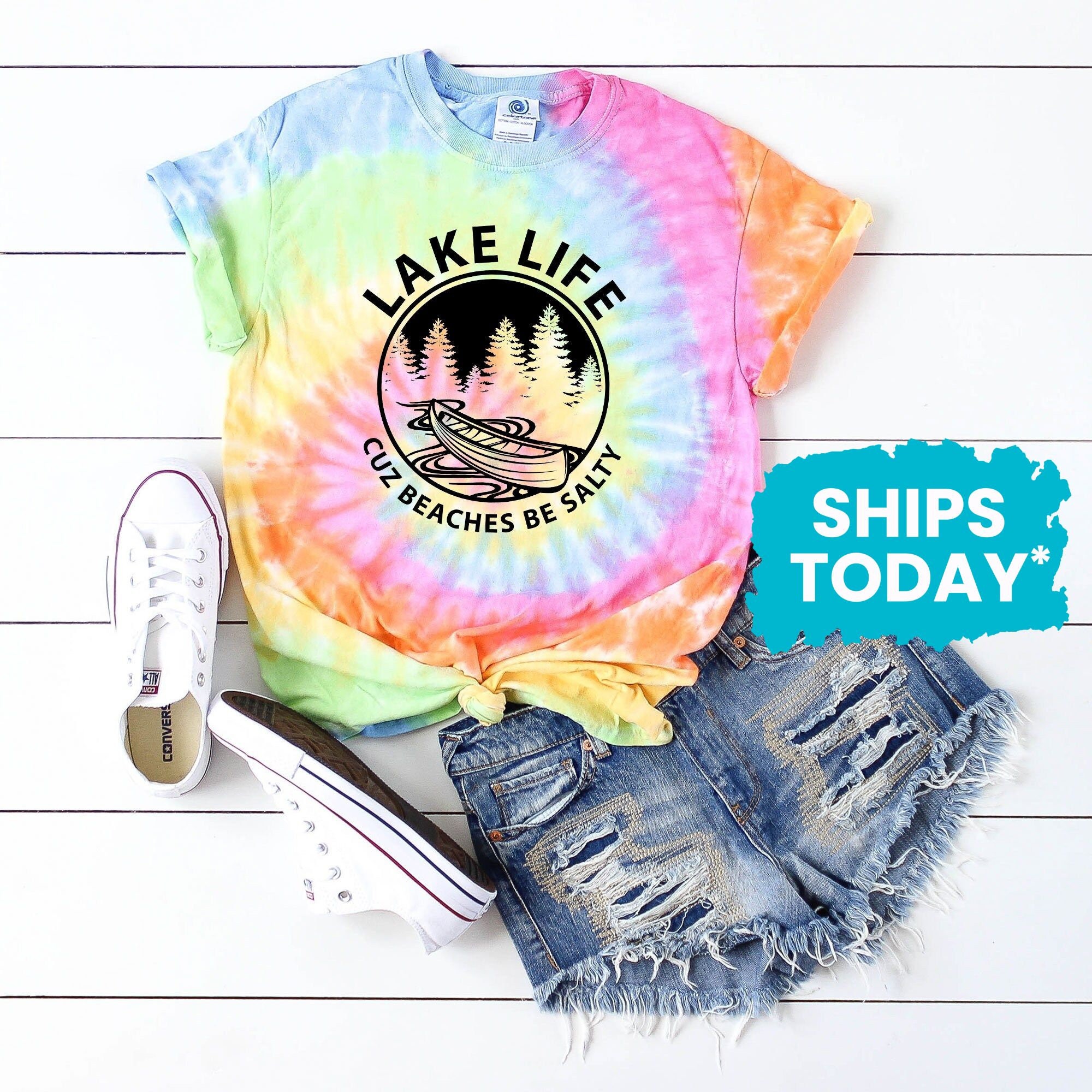 Lake Day Shirt, Lake Life Cuz Beaches Be Salty, Tie Dyed T-shirt