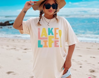 Summer Vacation Shirt: Multi Color Lake Life with Oar Comfort Colors® Graphic Tee