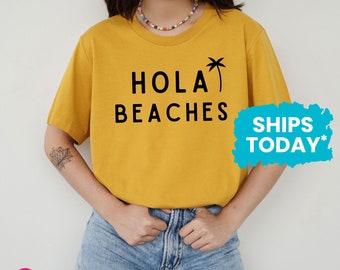 Hola Beaches with Palm Tree Unisex Tee, Cinco de Mayo T-Shirt, Mexico Vacation Outfit