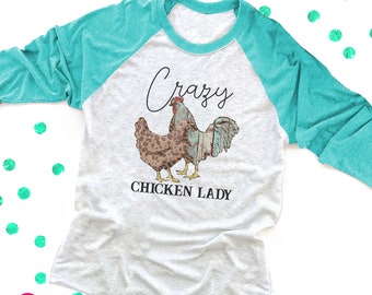 Country Mom Shirt, Crazy Chicken Lady Raglan, Chicken Farmer Outfit