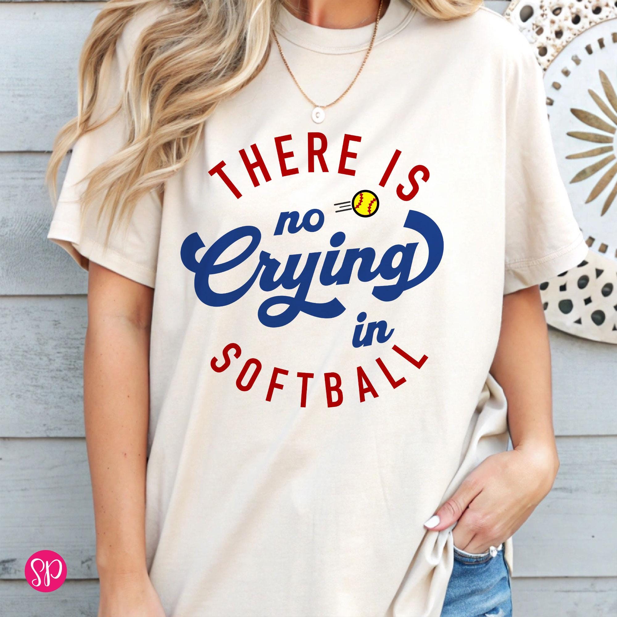 Funny Softball T-shirt: There's No Crying in Softball Graphic Tee