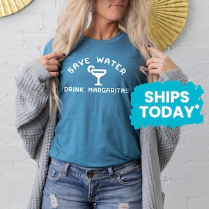Save Water Drink Margaritas T-Shirt, Funny Margarita Ladies Graphic Tee, Cinco de Mayo Shirts for Women