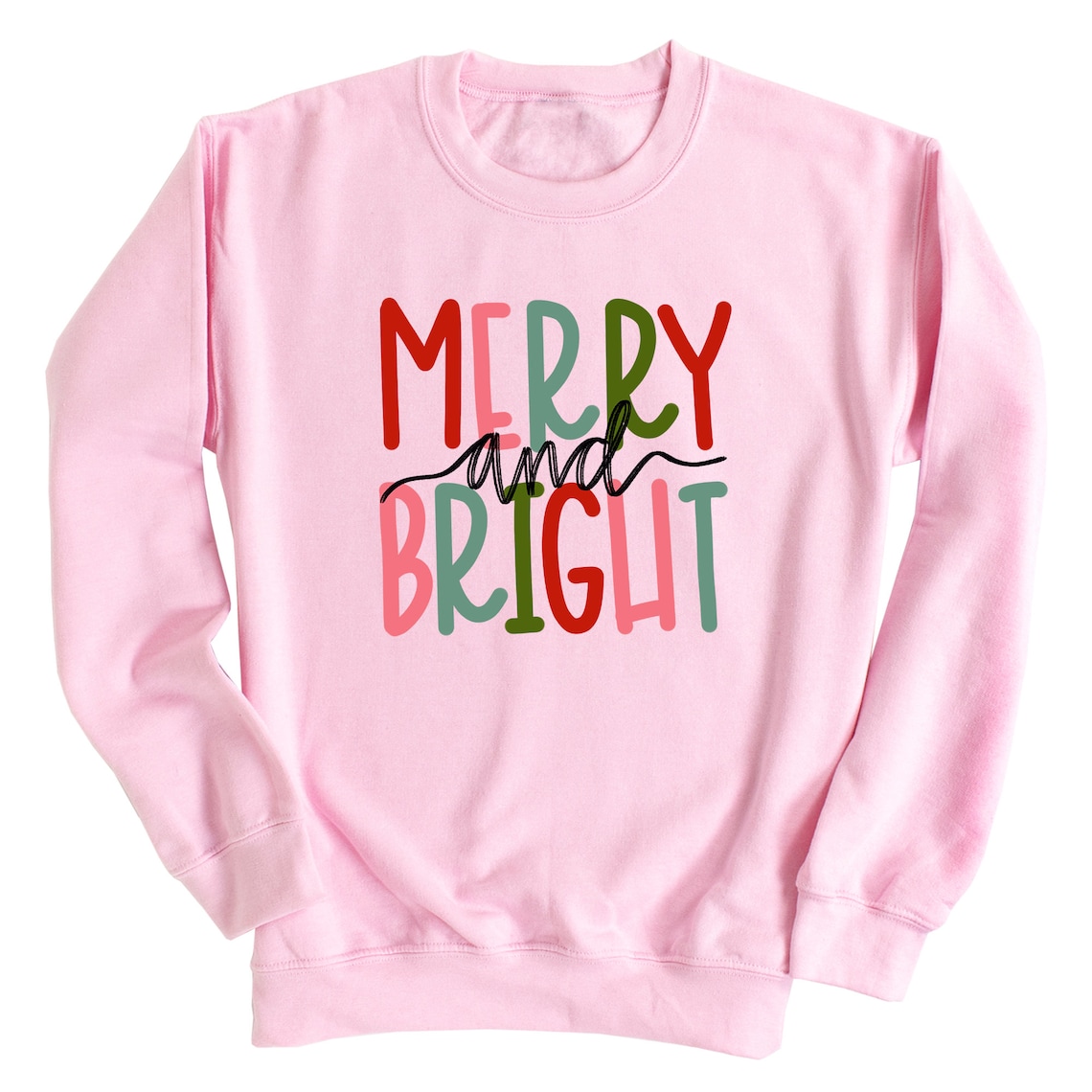 Merry and Bright Sweatshirt Womens Christmas Sweater Cute Etsy