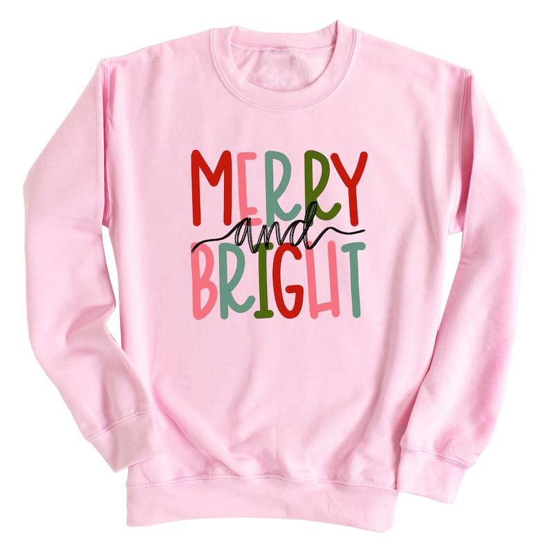 Merry And Bright Sweatshirt
 Merry and Bright Sweatshirt Womens Christmas Sweater Cute