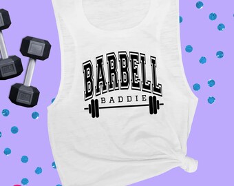 Womens Bodybuilding Muscle Tee Barbell Baddie Workout Tank