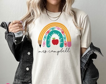 Custom Teacher Shirt: Pencil Rainbow Graphic Tee