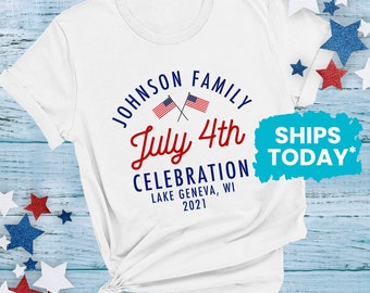 Custom Family July 4th Celebration Shirt, Personalized Fourth of July, Family Matching T-Shirts