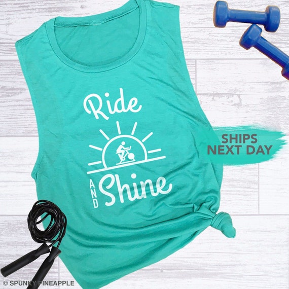 Ride and Shine Muscle Tee Cycling Tanks for Women Cute Etsy