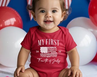 My First 4th of July Infant Bodysuit, Baby's 1st Fourth of July Outfit, Festive Keepsake Shirt
