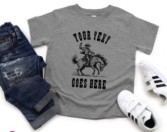 Customizable Kids Western Shirt: Rodeo Cowboy Custom Text Graphic Tee