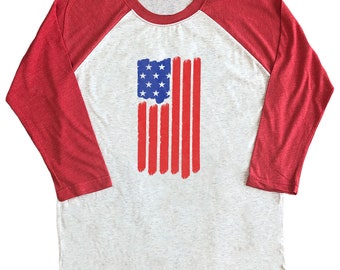 American Flag Raglan, 4th of July Unisex Adult T-shirt