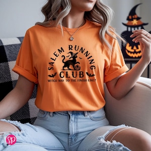 Halloween Black Cat Run Graphic Tee: Salem Running Club Tshirt