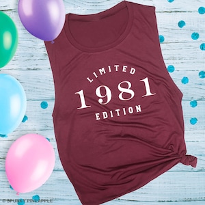 Limited Edition Birth Year Muscle Tank, Birthday Tank for Women, Choose Your Custom Year