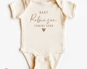 Personalized Pregnancy Announcement Outfit: Baby Last Name Coming Soon Onesie® Brand (BABY COMING SOON)