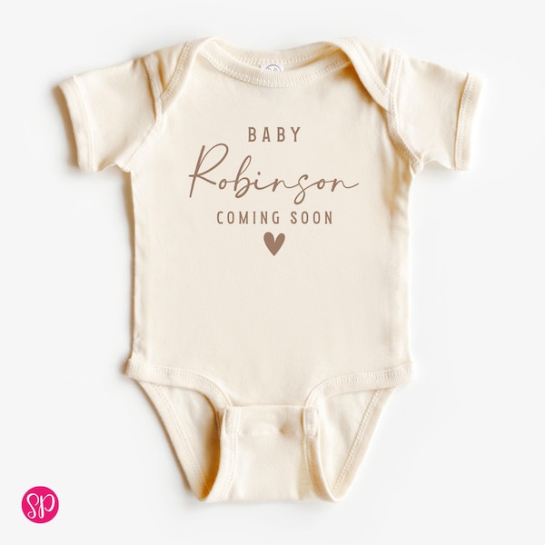 Personalized Pregnancy Announcement Outfit: Baby Last Name Coming Soon Onesie® Brand (BABY COMING SOON)