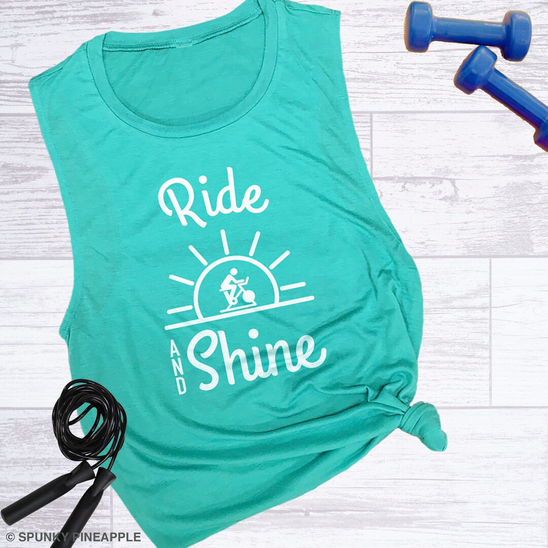 Ride and Shine Muscle Tee Cycling Tanks for Women Cute Etsy