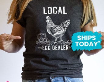 Local Egg Dealer Graphic Tee, Retro Chicken Shirt, Gift for Farmer