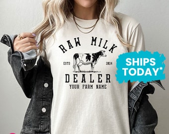 Raw Milk Dealer Unisex TShirt, Custom Farm Name Graphic Tee, Support Local Farms Shirt