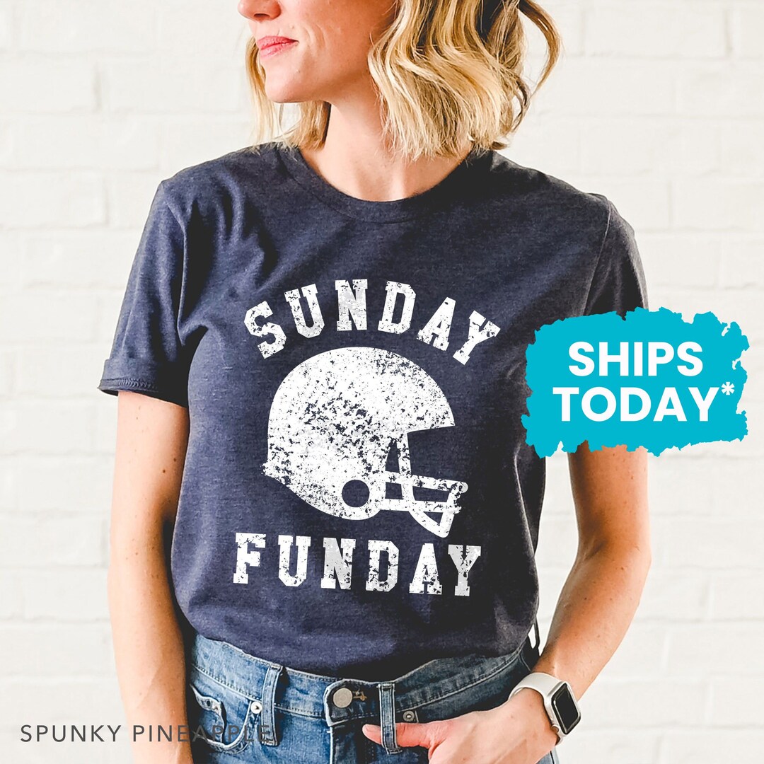 Funny Game Day Football Shirt For Women - Sunday Funday Tee, Casual Short Sleeve Tops For Football Season