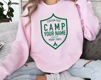 Custom Camp Troop Badge Sweatshirt: Personalized Group Camping Crewneck